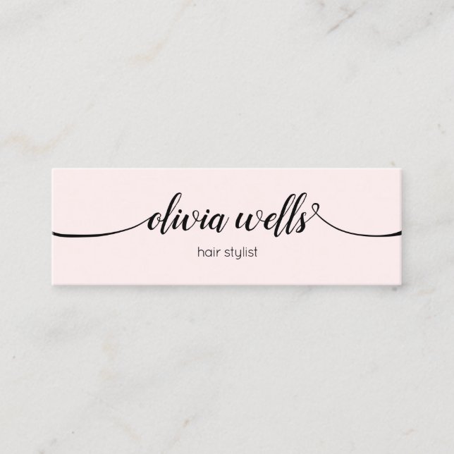 Simple Pink Signature Script  Mini  Mini Business  Mini Business Card (Front)