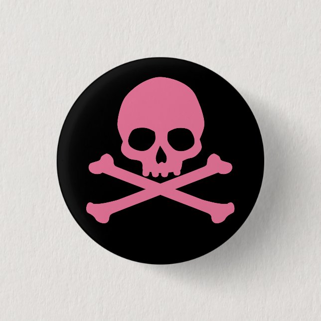 Simple Pink Skull and Crossbones 3 Cm Round Badge (Front)