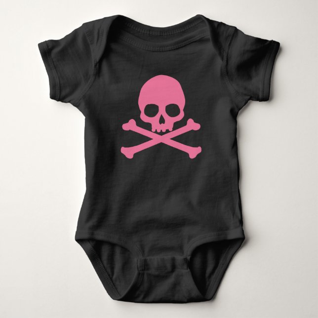 Simple Pink Skull and Crossbones Baby Bodysuit (Front)