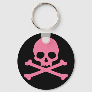 SImple Pink Skull and Crossbones Key Ring