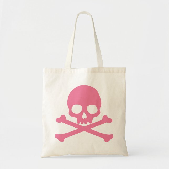 Simple Pink Skull and Crossbones Tote Bag (Front)