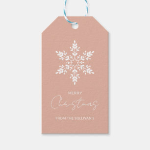 Simple Pink Snowflake Christmas Gift Tags