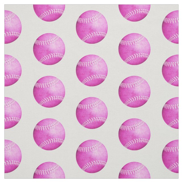 simple pink softballs pattern on grey sports fabric (Swatch)