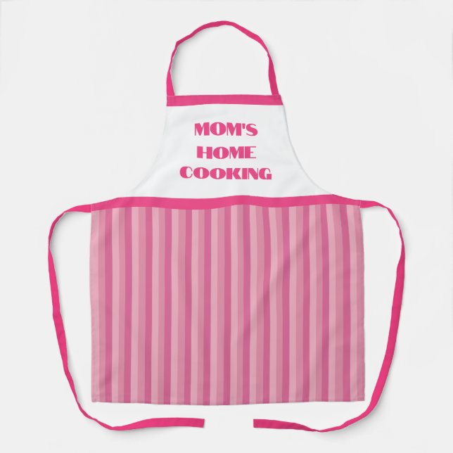 Simple Pink Stripe Mum's Home Cooking Apron (Front)