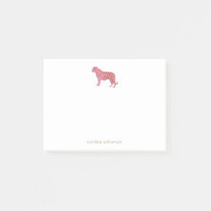 Simple Pink Tiger Art Personalised Stationery Post-it Notes