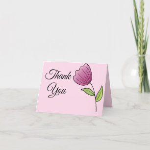 Simple Pink Tulip Cute & Custom Thank You Card