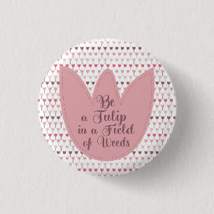Simple Pink Tulip Pattern 3 Cm Round Badge