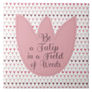 Simple Pink Tulip Pattern Ceramic Tile