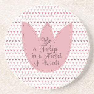 Simple Pink Tulip Pattern Coaster