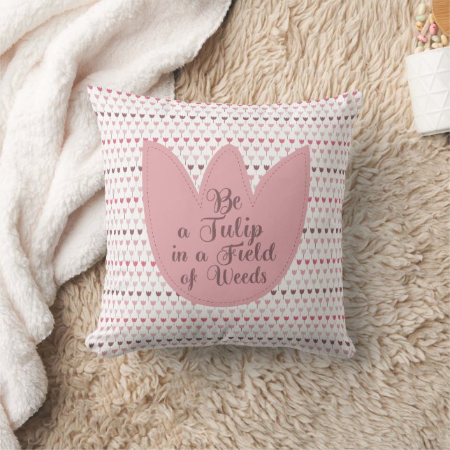 Simple Pink Tulip Pattern Cushion (Blanket)