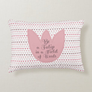 Simple Pink Tulip Pattern Decorative Cushion