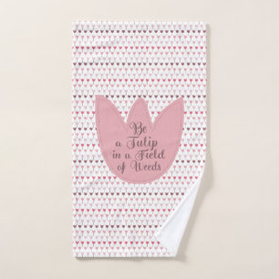 Simple Pink Tulip Pattern Hand Towel
