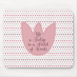 Simple Pink Tulip Pattern Mouse Pad