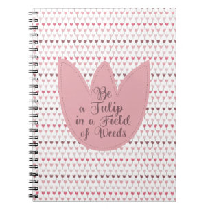 Simple Pink Tulip Pattern Notebook