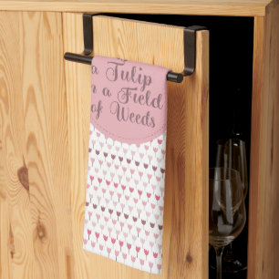 Simple Pink Tulip Pattern Tea Towel
