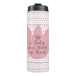 Simple Pink Tulip Pattern Thermal Tumbler