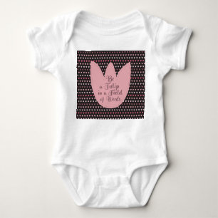 Simple Pink Tulip Pattern with dark background Baby Bodysuit