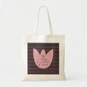 Simple Pink Tulip Pattern with dark background Tote Bag