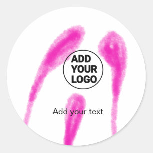 Simple pink watercolor abstract add your logo text classic round sticker