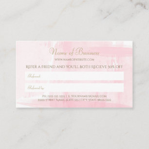Simple Pink Watercolor Elegant Gold Text Referral