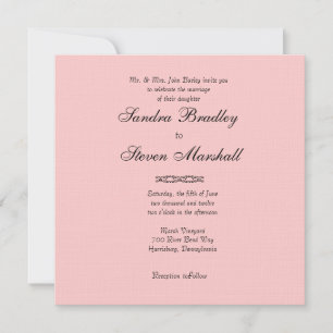 Simple Pink Wedding Invitation