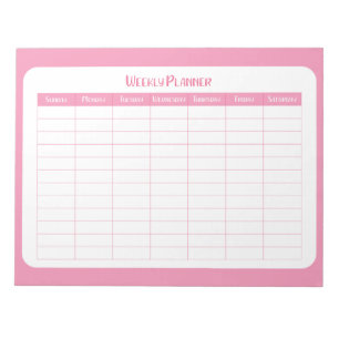 Simple pink weekly planner notepad