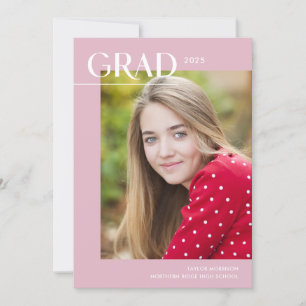 Simple Pink & White 2025 Photo Graduation Party Invitation