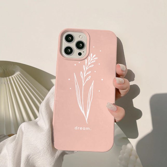 Simple Pink White Floral Aesthetic Personalised Case-Mate iPhone Case (Creator Uploaded)