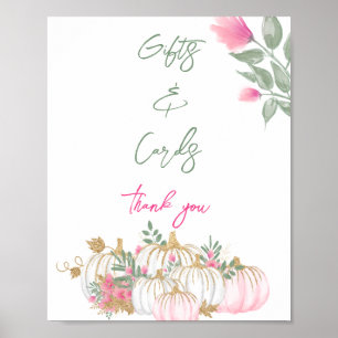 Simple Pink White Grenery Cute Little Baby Pumpkin Poster