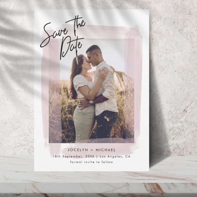 Simple Pink & White Save the Date Photo  (Creator Uploaded)