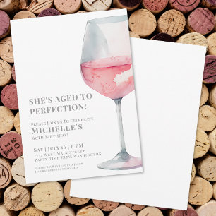 Simple Pink Wine 60th Birthday Party Invitation