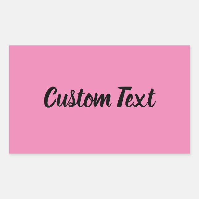 Simple Pink with Black Script Text Template Rectangular Sticker (Front)