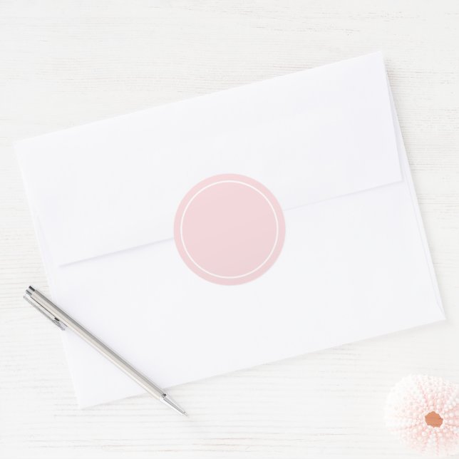 Simple Pink with White Border Classic Round Sticker (Envelope)