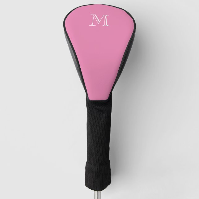 Simple Pink Women Initial Monogram Custom Colour Golf Head Cover (Front)