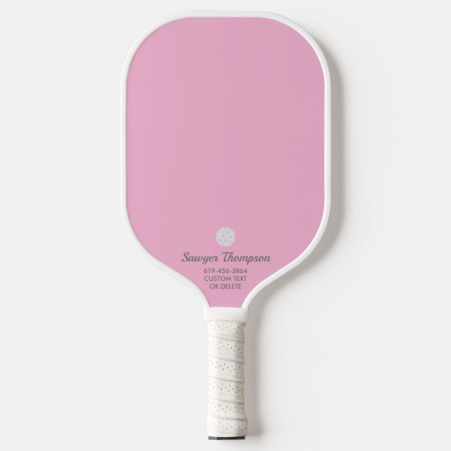 Simple Pink Your Custom Text Personalised Pickleball Paddle (Front)