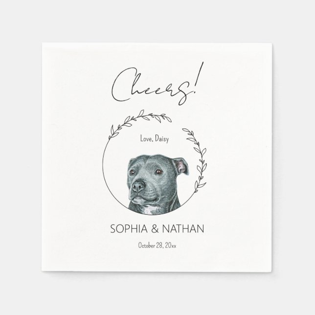 Simple Pit Bull Dog Wedding Cocktail Napkins (Front)
