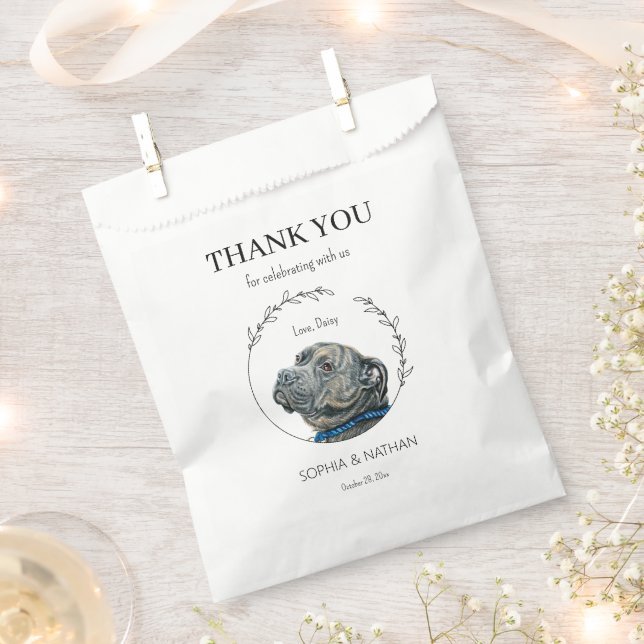 Simple Pit Bull Wedding Thank You Favour Bag (Clipped)