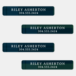 Simple plaid classic green navy preppy name