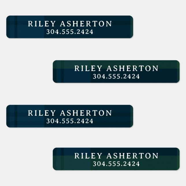 Simple plaid classic green navy preppy name (Group)