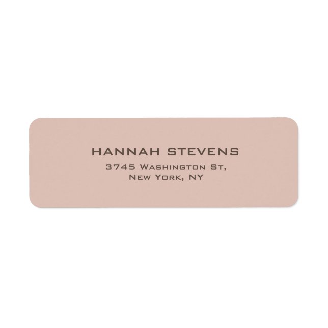 Simple Plain Beige Pink Elegant Modern  Return Address Label (Front)