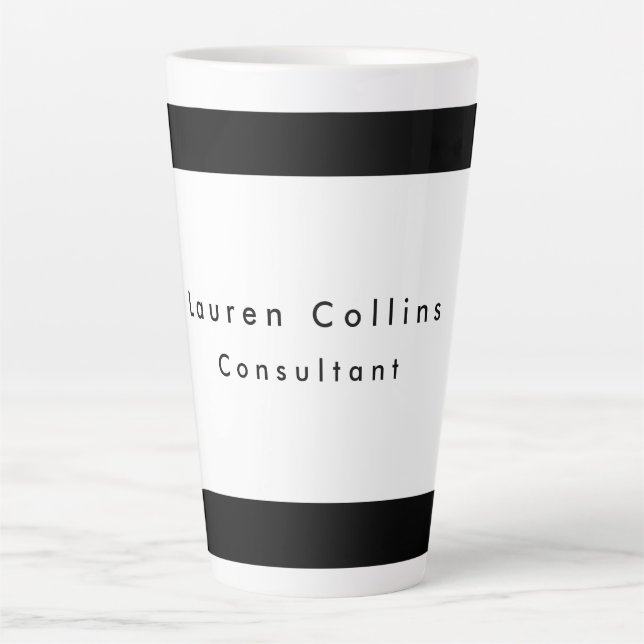 Simple Plain Black Border White Minimalist Modern Latte Mug (Front)