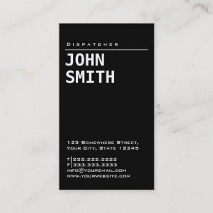 Simple Plain Black Dispatcher Business Card