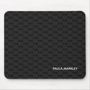 Simple Plain Black Grey Modern Monogram Pattern Mouse Pad