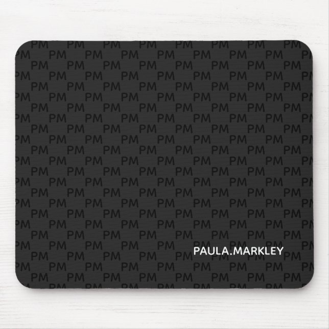 Simple Plain Black Grey Modern Monogram Pattern Mouse Pad (Front)