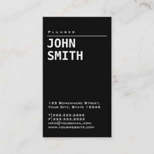 Simple Plain Black Plumbing Business Card