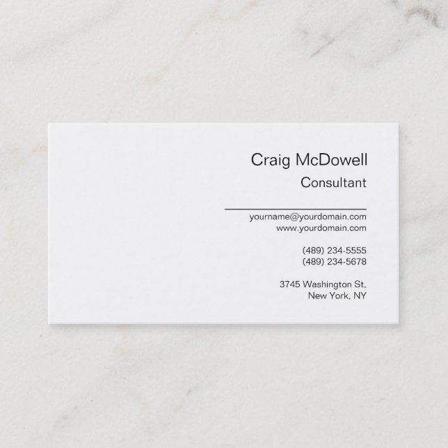 Simple Plain Black White Business Card (Front)