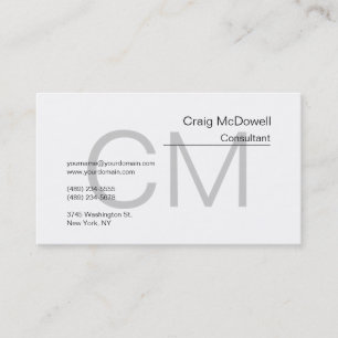 Simple Plain Black White Monogram Business Card