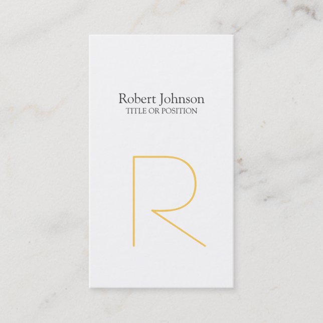 Simple Plain Black & White Monogram Business Card (Front)