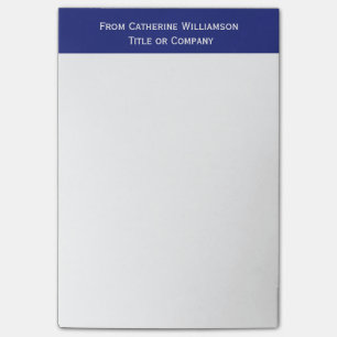 Simple Plain Blue Border Personalised Name Company Post-it Notes