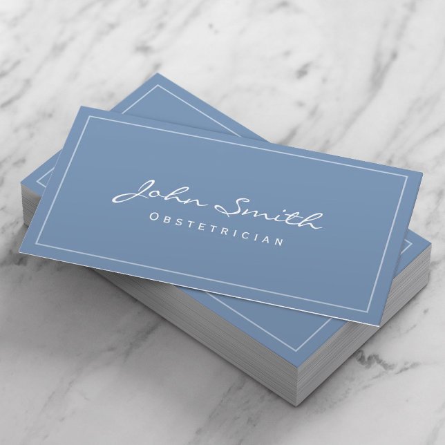 Simple Plain Blue Obstetrician Business Card (Creator Uploaded)